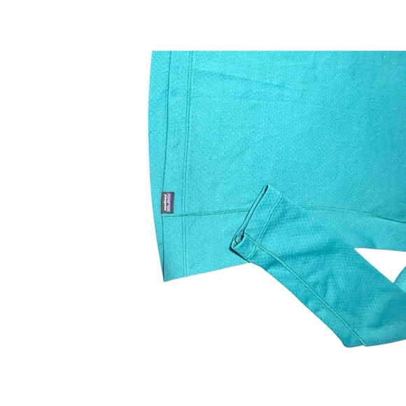Patagonia Shirt Women Size M Aqua Capilene‎ Midweight Crew Baselayer Cool Cold - Picture 3 of 8